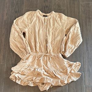 Peach Button-Up Ruffle Romper